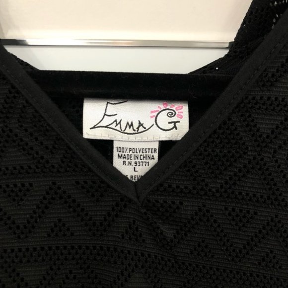 Emma G Black Woven Hooded Cover Up Diamonds and Triangles Poly Woman’s L… - Picture 3 of 6